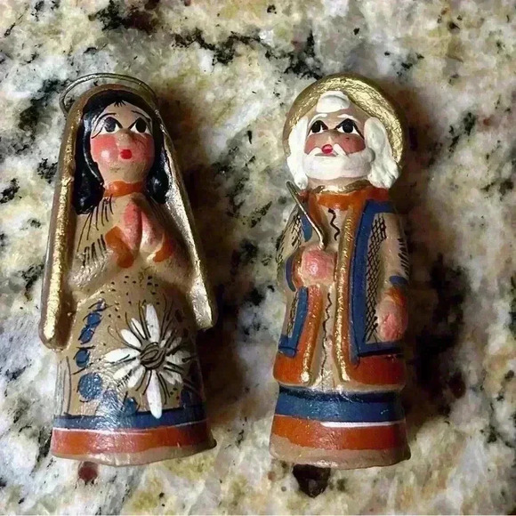 Nativity Scene Set Mexican Hand Painted Pottery Folk Art - Picture 2 of 11